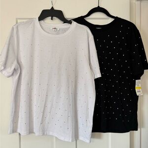Womens Gem-Embellished Tee — White or Black. Both for $15